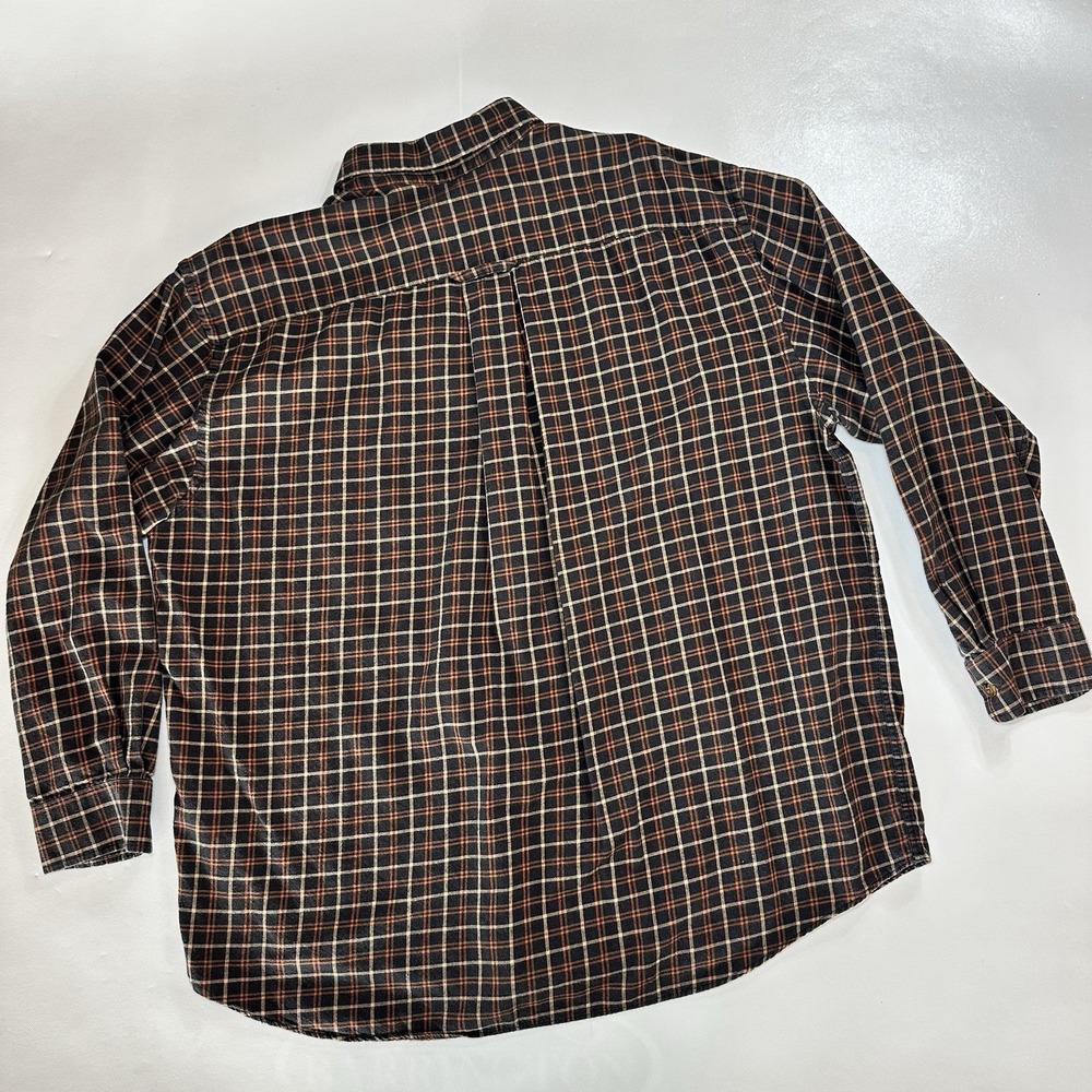 Orvis Men's XXL Plaid Button Down Shirt Black Orange‎ Check Wool Blend - Picture 7 of 9